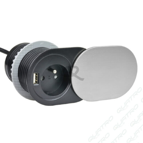 Zásuvka otváracia SLIDE BOX USB nerez