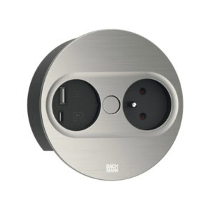 Zásuvka TWIST 2 otočná okrúhla 1x230V + 1xUSB-A/USB-C nerez BACHMANN 946.006