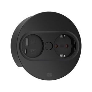 28305 Zásuvka TWIST 2 otočná okrúhla 1x230V + 1xUSB-A/USB-C čierna BACHMANN 946.106