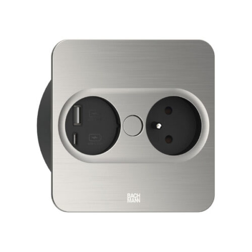 Zásuvka TWIST 2 otočná štvorec 1x230V + 1xUSB-A/USB-C nerez BACHMANN 946.007