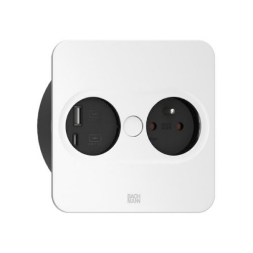 Zásuvka TWIST 2 otočná štvorec 1x230V + 1xUSB-A/USB-C biela BACHMANN 946.207