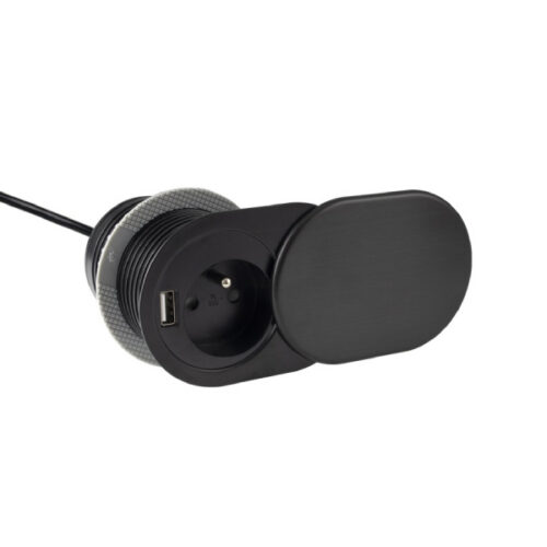 Zásuvka otváracia SLIDE BOX USB čierna