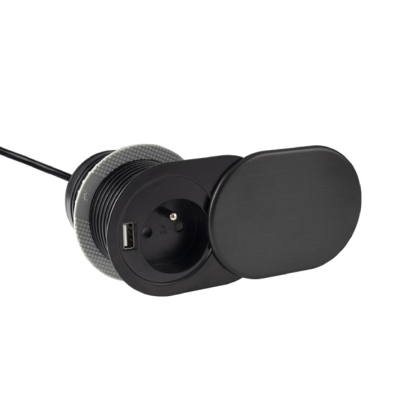 Zásuvka otváracia SLIDE BOX USB čierna