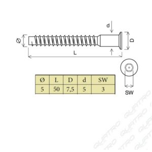302.01_a Konfirmát 5x50mm bez otvoru na krytku imbus biely zinok