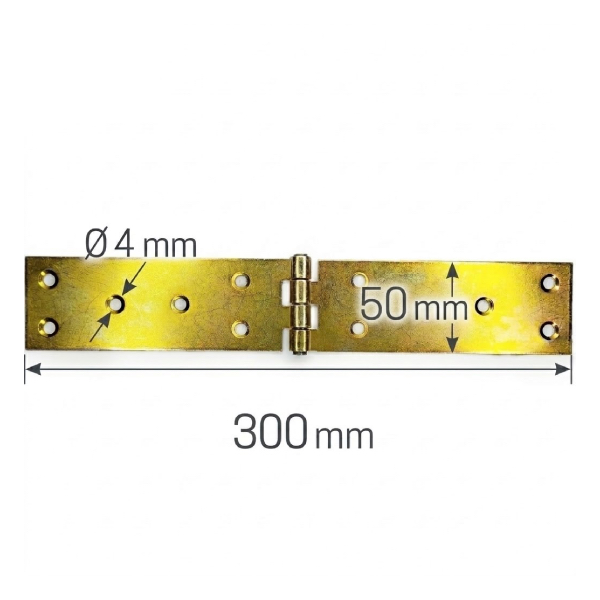 Záves rovnoramenný ZB30 300x50x2mm Zn žltý