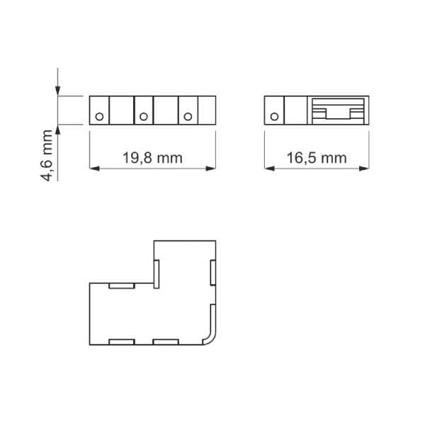 33039_d LED spojka rohová pre COB LED pás 8mm 12-24V, 3A