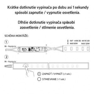 33042_b LED vypínač / stmievač s modrým podsvietením dotykový do AL profilu