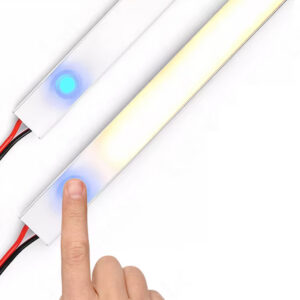 33042_c LED vypínač / stmievač s modrým podsvietením dotykový do AL profilu