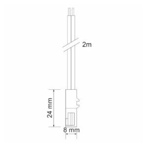 Napájací kábel 2m, 2x0,22mm2, biely, mini konektor
