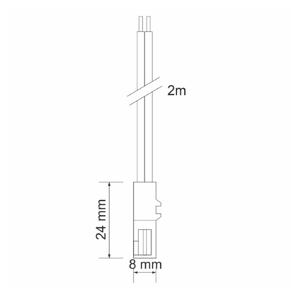 Napájací kábel 2m, 2x0,22mm2, biely, mini konektor