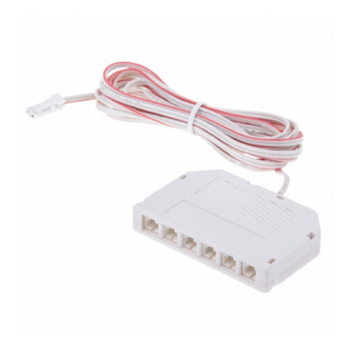 Rozvádzač 6-cestný, 12-24V/3A, kábel 2m, biely, mini konektor