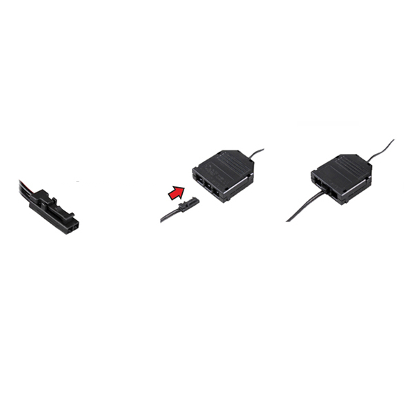 33051_b-1 Rozvádzač 6-cestný, 12-24V/3A, kábel 2m, biely, mini konektor