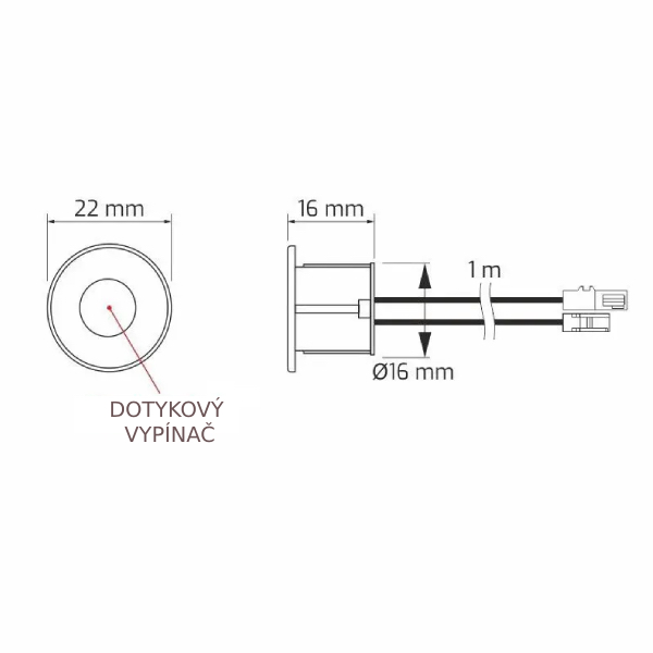 LED vypínač / stmievač dotykový 12V / 24W biely