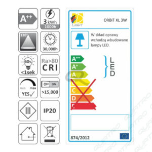 3319_b LED svetlo ORBIT XL 3W/12V biela teplá s káblom 2bm
