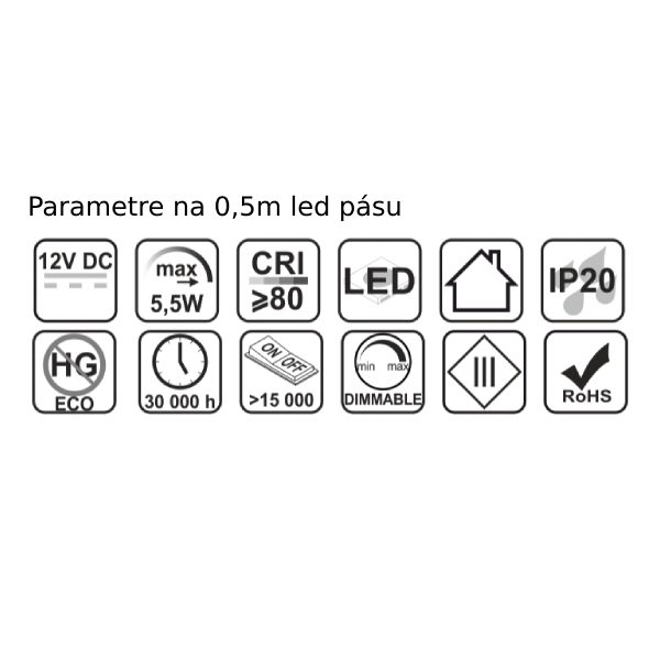 3325_c LED pás biela studená 12,8W/bm COB 5m
