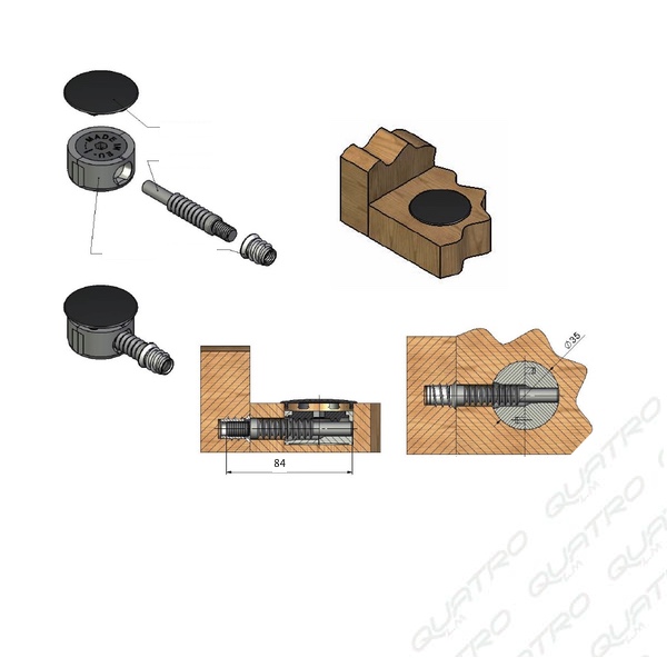Postelové kovanie M8x84 zn