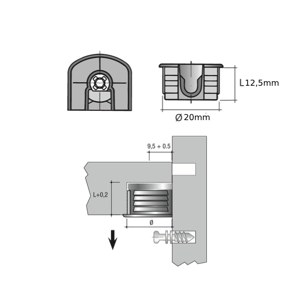 484_a Excenter SE04 D20mm s límcom biely