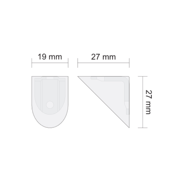 Uholník s krytkou 20x20 sivý