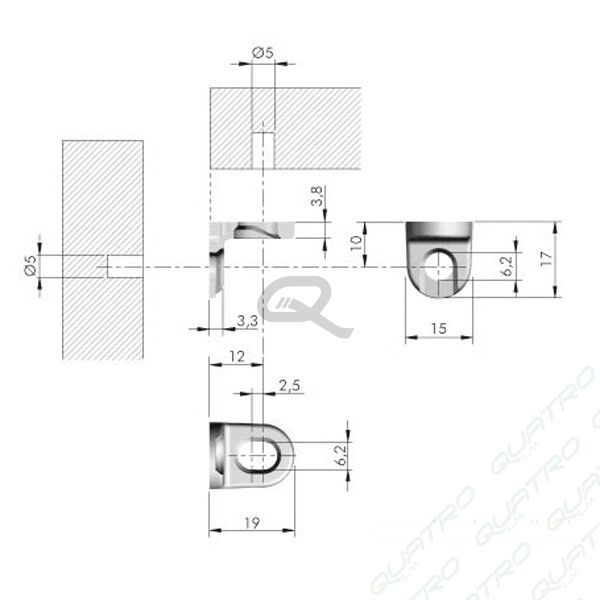Uholník spojovací 19x17x3,3x3,8mm Ni