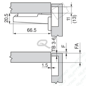 BLUM - ZÁVES 120° naložený pre AVENTOS HF TIP-ON na skrutky 70T5550.TL