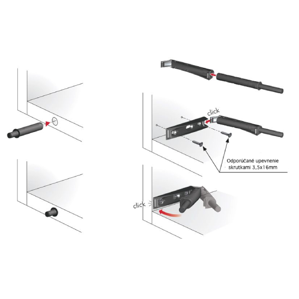Otvárač K-PUSH dlhý 37mm antracit s magnetom