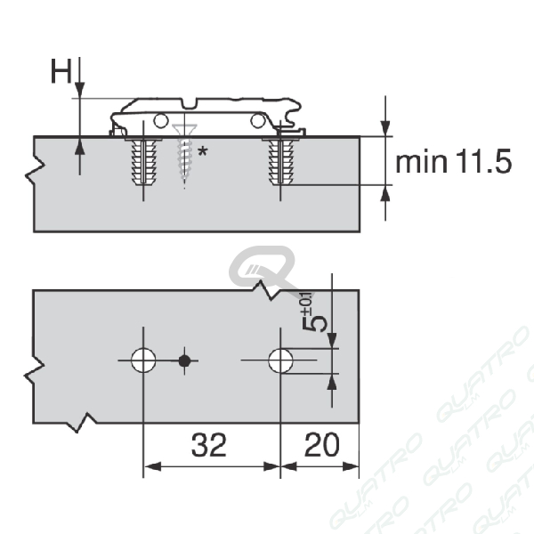 6135_b BLUM - montážna platnička priama s excentrom EXPANDO h=0 177H3100E