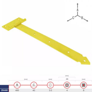 6166_a Záves bránkový ZK400 400x40x3mm Zn žltý
