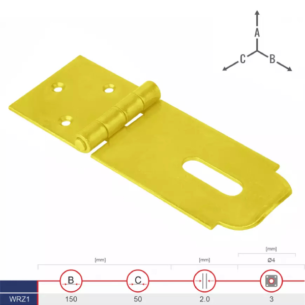 6170_a Záves bránkový zamykací WRZ1 150x50x2mm Zn žltý