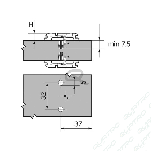 BLUM - montážna platnička krížová s excentrom EXPANDO na montáž proti sebe h=3 174H713ZE