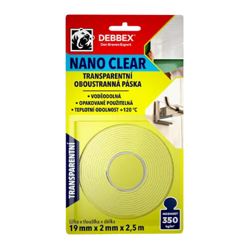 Páska lepiaca obojstranná NANO CLEAR 19x2,5m