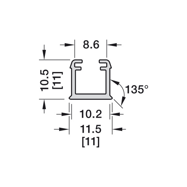 Led profil 1101 pre LED 8mm pás Loox5 zápustný polykarbonát 3m