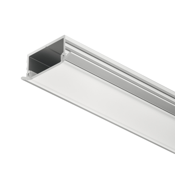 AL profil 1190 pre LED pás 10mm Loox5 zápustný strieborný 2,5m s opálovým difúzorom