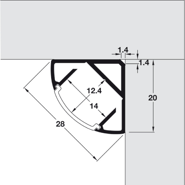 AL profil 2195 pre 10mm LED pás Loox5 rohoový strieborný 2,5m s opálovým difúzorom