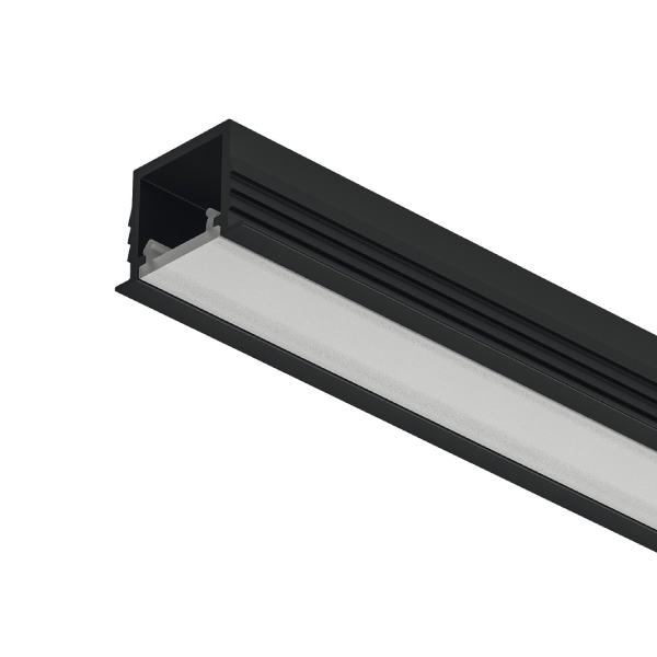 AL profil 1103 pre LED pás 8mm Loox5 zápustný čierny 2,5m s opálovým difúzorom