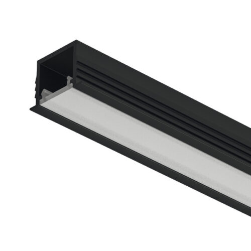 AL profil 1103 pre LED pás 8mm Loox5 zápustný čierny 3m s opálovým difúzorom