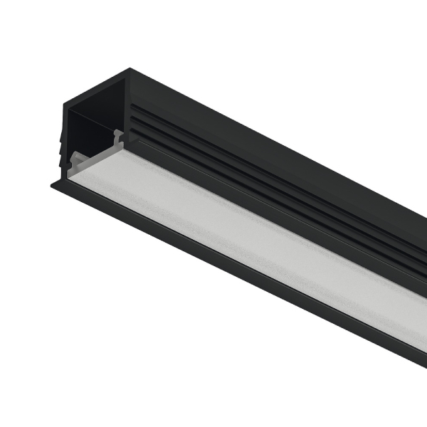AL profil 1103 pre LED pás 8mm Loox5 zápustný čierny 3m s opálovým difúzorom