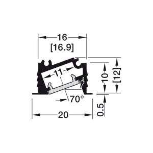 AL profil 1106 pre LED pás 5mm Loox5 rohový zápustný hliník 3m s opálovým difúzorom