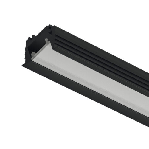 AL profil 1106 pre LED pás 5mm Loox5 rohový zápustný čierny 3m s opálovým difúzorom