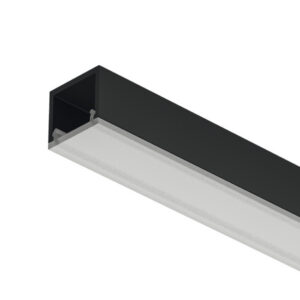 AL profil 2101 pre 8mm LED pás Loox5 povrchový čierny 3m s naloženým opálovým difúzorom