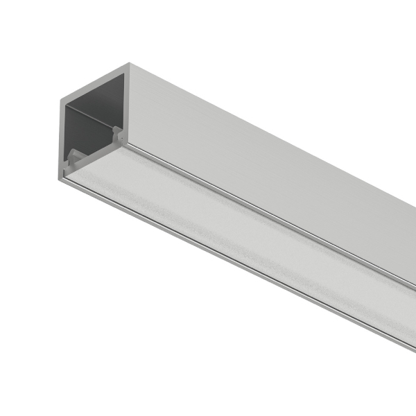 AL profil 2102 pre 8mm LED pás Loox5 povrchový strieborný 3m s vloženým opálovým difúzorom