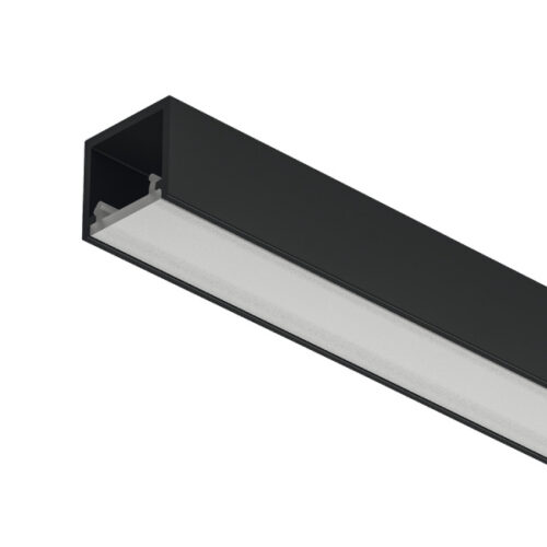 AL profil 2102 pre 8mm LED pás Loox5 povrchový čierny 3m s vloženým opálovým difúzorom