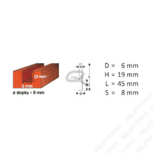 Stopková fréza WJ001  D6, H19, L45,S8