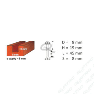 Stopková fréza WJ002  D8, H19, L45,S8