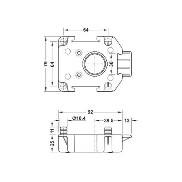 Platnička AXILO 79x92x25mm k nalisovaniu čierna Häfele 637.76.334