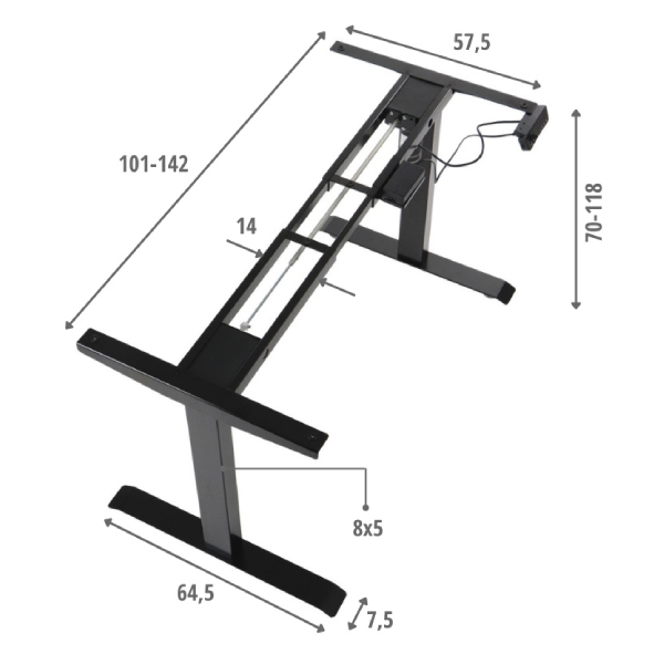 9144_d Elektrická výškovo nastaviteľná podnož UT01N-2T - šírka 101-142cm (viac farieb)