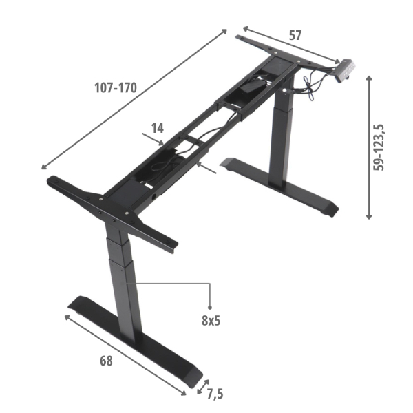 9145_d Elektrická výškovo nastaviteľná podnož PRATO 04-3T - šírka 107-170cm (viac farieb)
