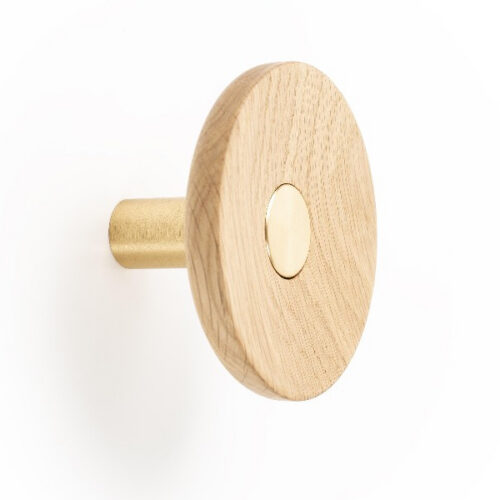 Vešiak ZOOT VIEFE mosadz brúsená tmavá + dub D90mm 7001090N29116