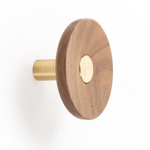 Vešiak ZOOT VIEFE mosadz brúsená tmavá + orech D90mm 7001090N29117