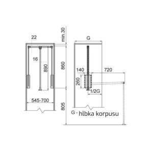 Vešiak sklopný 45-60cm biely