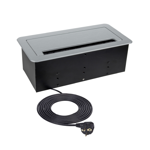 Zásuvka výklopná INBOX strieborná - 2x230V + USB C/A + RJ45 + HDMI